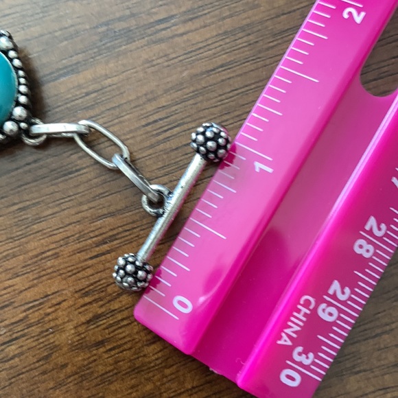 Bracelet Western Turquoise, silver tone, metal bracelet, t-bar clasp - Picture 7 of 9